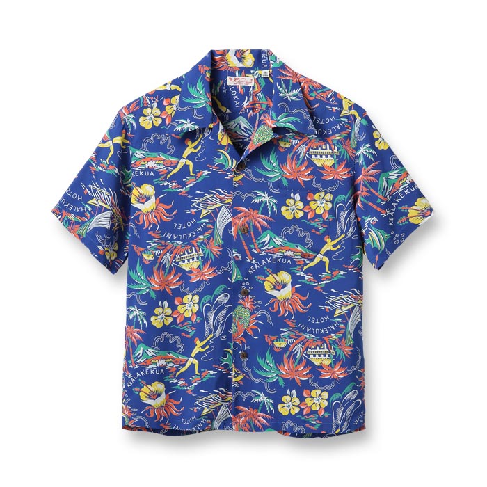 サンサーフ Lot No. SS38801 RAYON HAWAIIAN SHIRT “HALEKULANI” ネイビー 半袖 レーヨン アロハシャツ