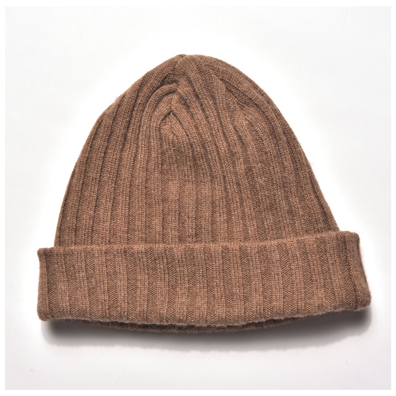 WOOL CASHMERE KNIT CAP: KHAKI