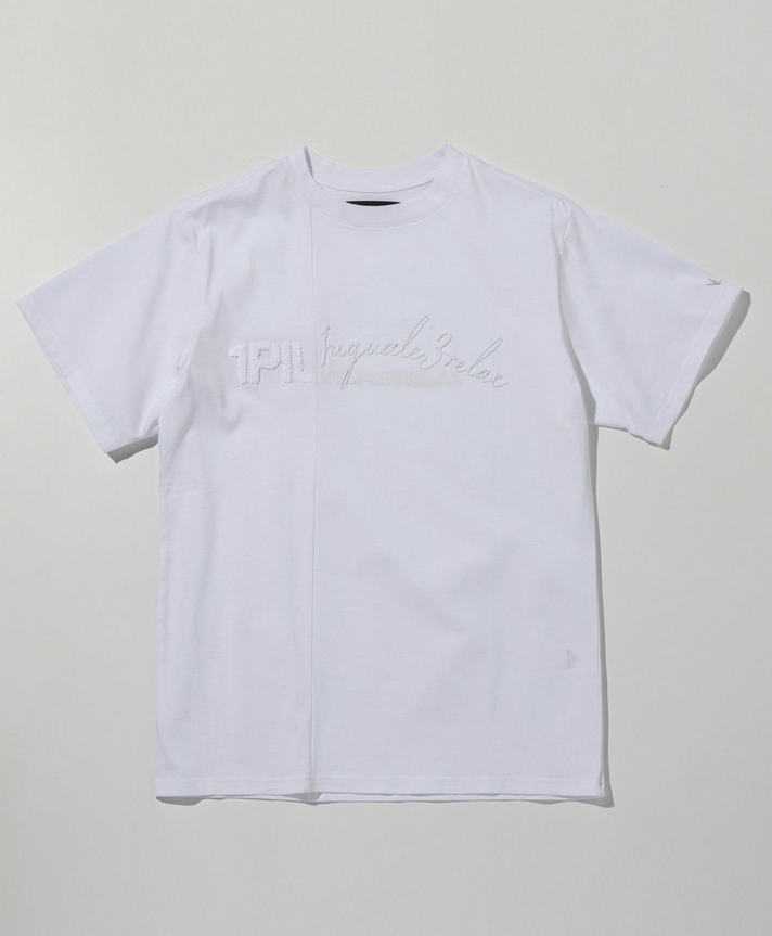 1PIU1UGUALE3 RELAX(ウノピゥウノウグァーレトレ リラックス) スウィッチングロゴ半袖Tシャツ UST-25131 ホワイト