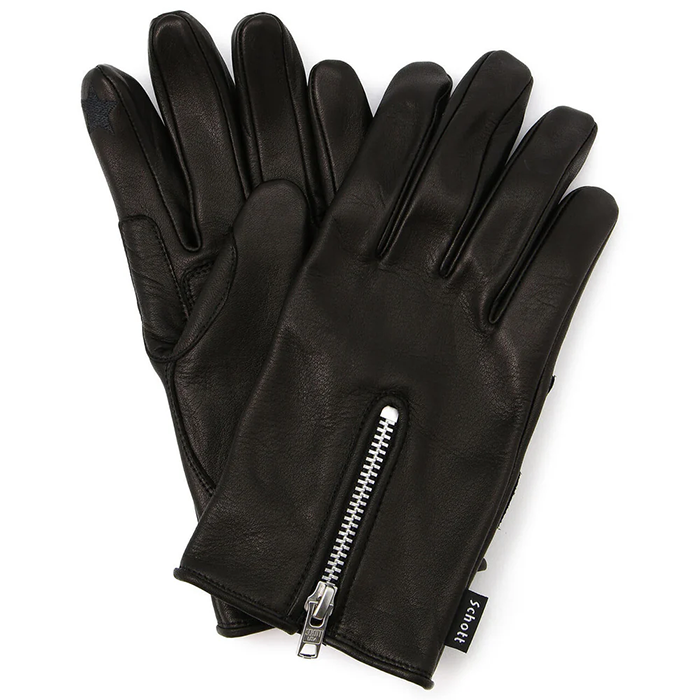 ZIP LEATHER GLOVE/ジップレザーグローブ:ブラック