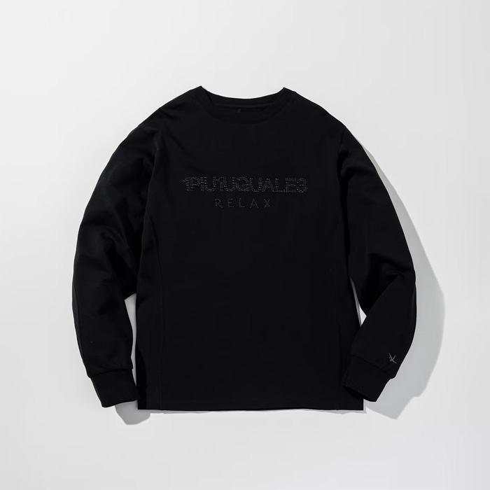 1PIU1UGUALE3 RELAX(ウノピゥウノウグァーレトレ リラックス) スタッズロゴロングTシャツ UST-26109 ブラック