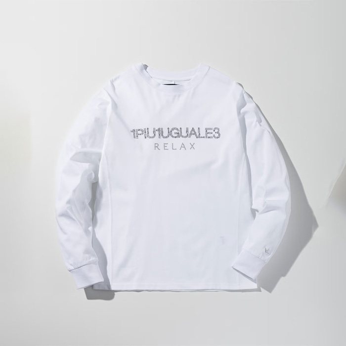 1PIU1UGUALE3 RELAX(ウノピゥウノウグァーレトレ リラックス) スタッズロゴロングTシャツ UST-26109 ホワイト