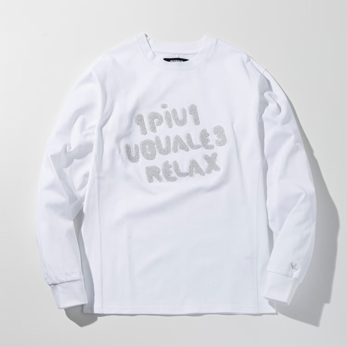 1PIU1UGUALE3 RELAX(ウノピゥウノウグァーレトレ リラックス) UST-26112 グリッター刺繍ロングTシャツ ホワイト
