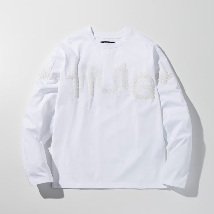 1PIU1UGUALE3 RELAX(ウノピゥウノウグァーレトレ リラックス) UST-26157 発泡プリントシャドウロゴロングTシャツ ホワイト