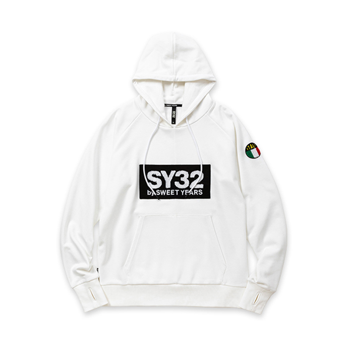 スウィートイヤーズ 13505 SAGARA WAPEEN BOXLOGO P/O HOODIE サガラワッペン ボックスロゴ プルオーバーフーディー パーカー ホワイト メンズ