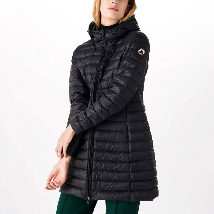 ジョット FW22WDOW11 Long hooded down jacket Vero NOIR ロング丈 ダウンジャケット フレアカット ブラック レディース