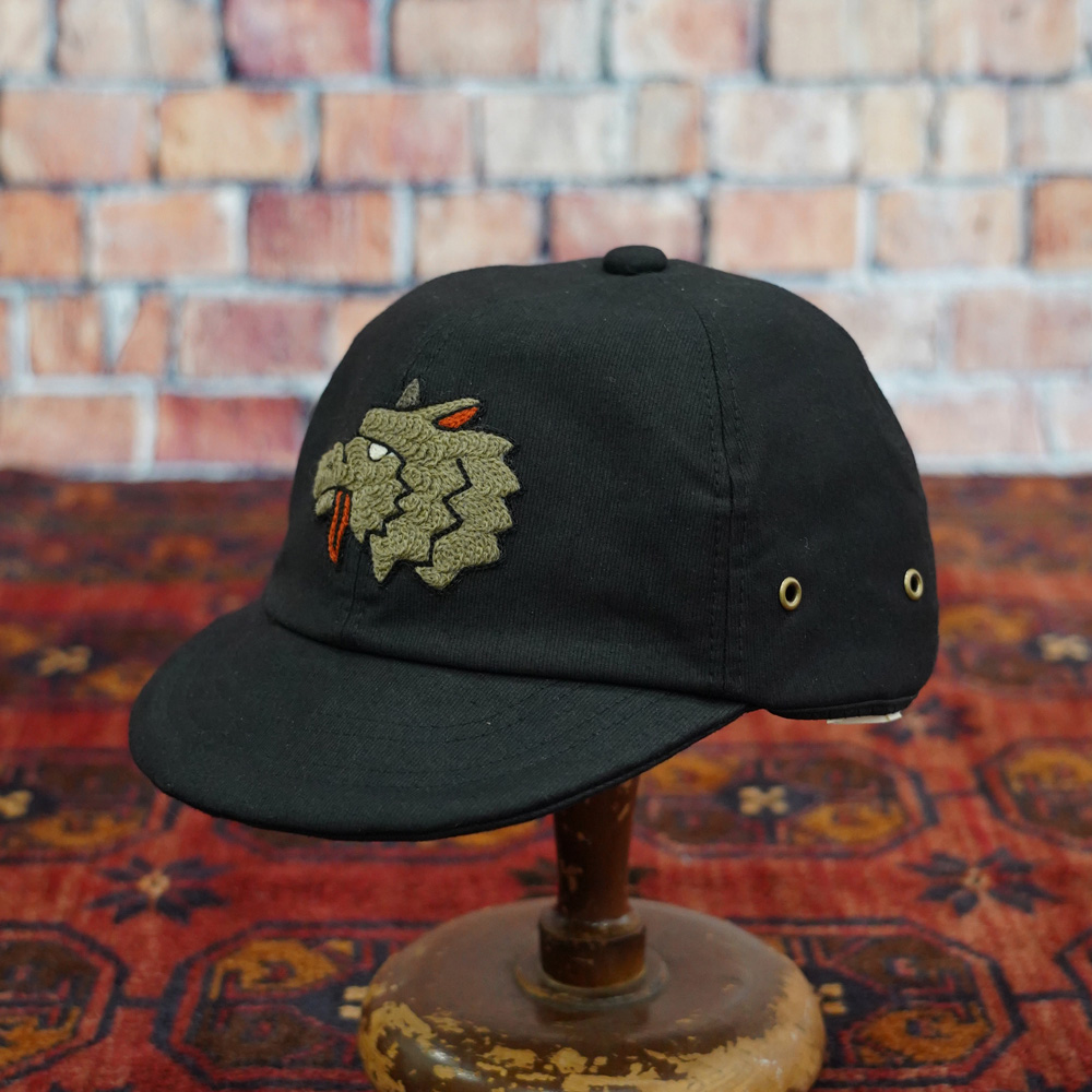 ミスターファットマン 5233005 Wolf HandChainStitch cap BLACK ウルフトリプルコラボレーションキャップ 帽子 ブラック メンズ