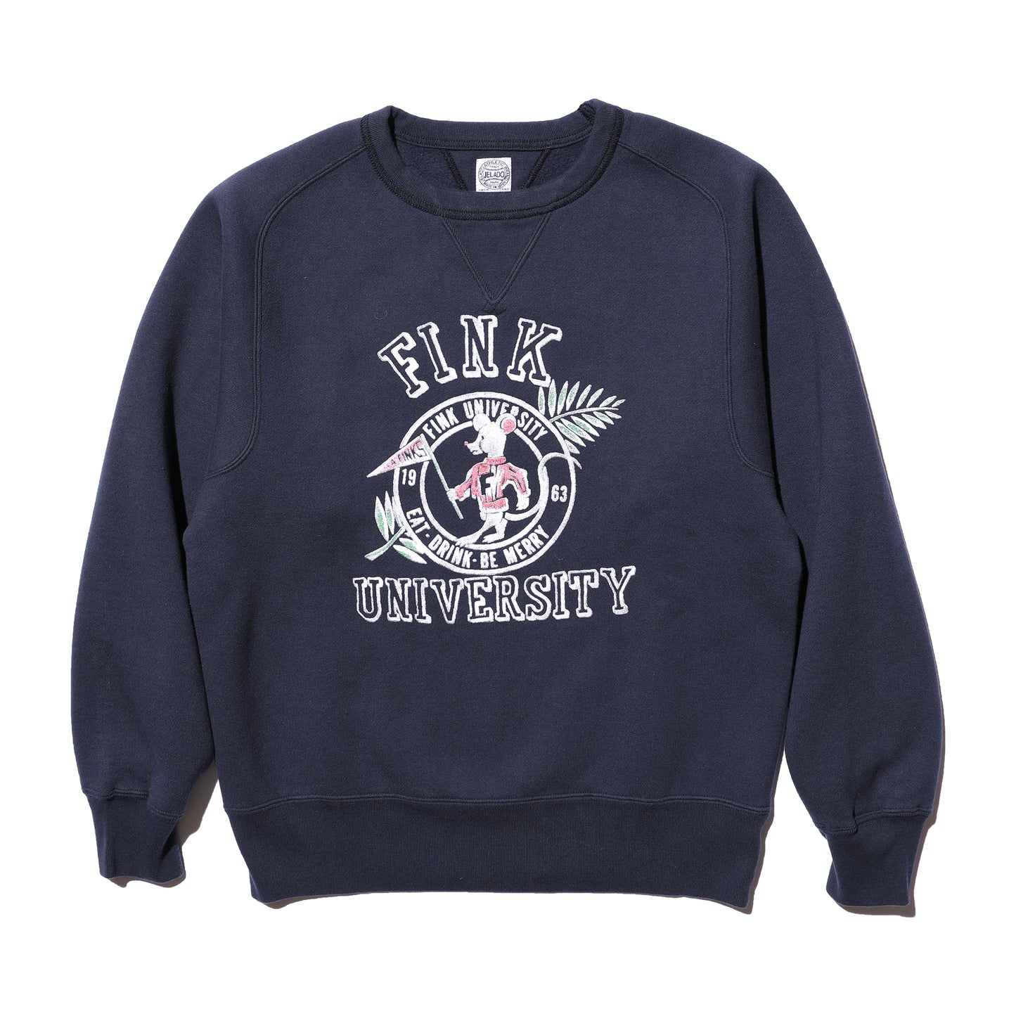 ジェラード AB82222 JELADO Fink University Sweat Shirt オールドネイビー メンズ フロッキープリントスウェット