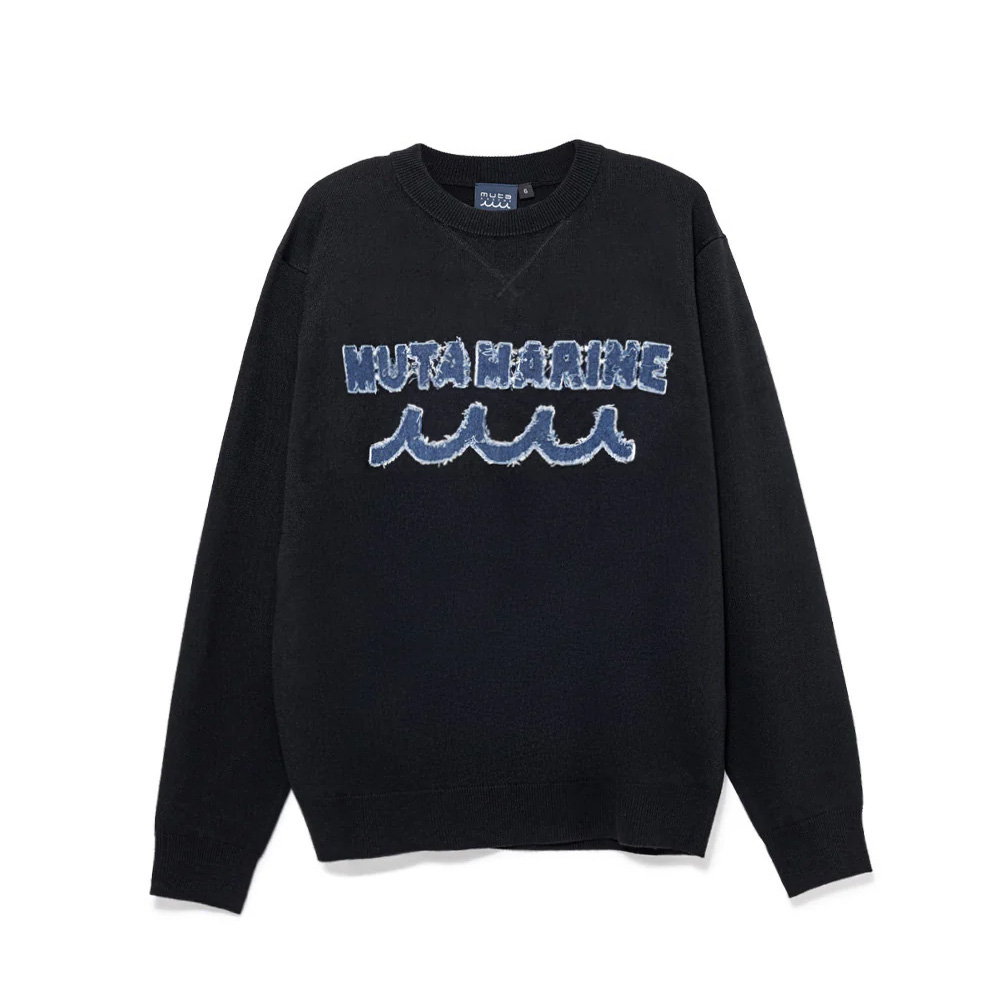 muta MARINE シャギーロゴ クルーネックセーター MMSK-446427 ブラック