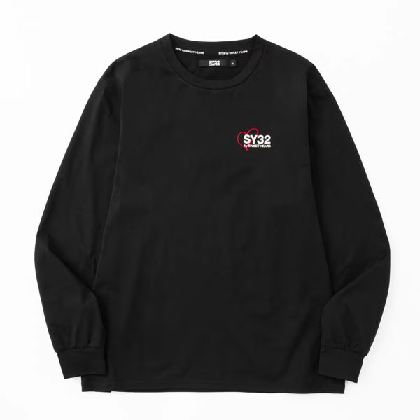 SY32 by SWEET YEARS(エスワイサーティトゥ バイ スウィートイヤーズ) 32-26A1-11 HEART MIX LOGO L/S TEE BLACK