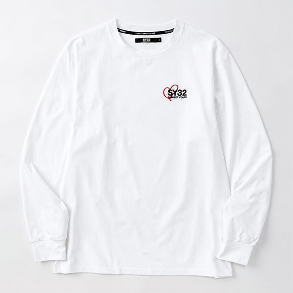 SY32 by SWEET YEARS(エスワイサーティトゥ バイ スウィートイヤーズ) 32-26A1-11 HEART MIX LOGO L/S TEE WHITE