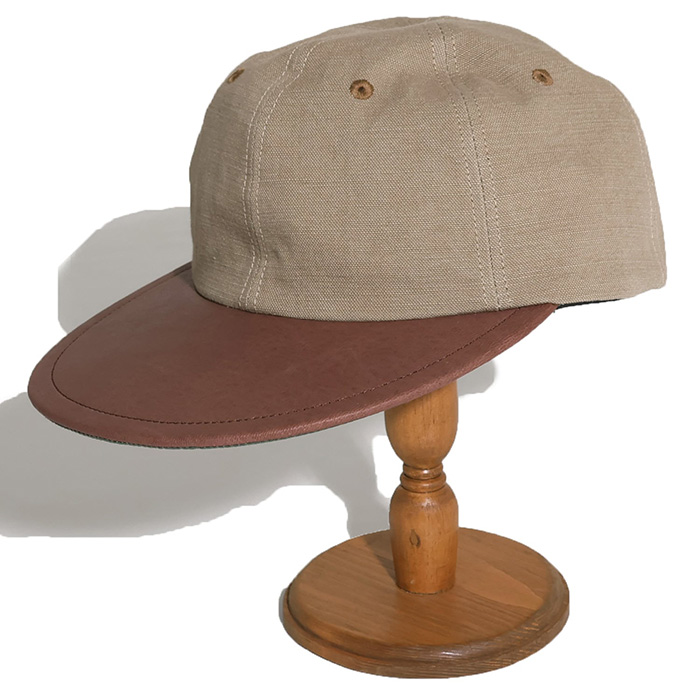 GYPSY＆SONS (ジプシーアンドサンズ) HUNTING LEATHER LONG BILL CAP　レザー キャップ　GS2629997:BEIGE