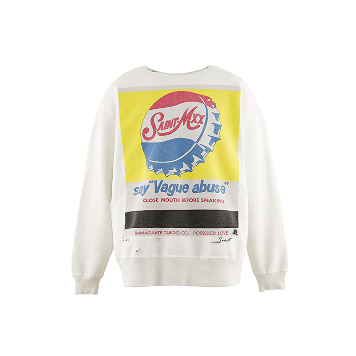 SAINT Mxxxxxx(セントマイケル)CRW NECK SWT/VAGUE ABUSE / WHT  sm-hr1-0000-046
