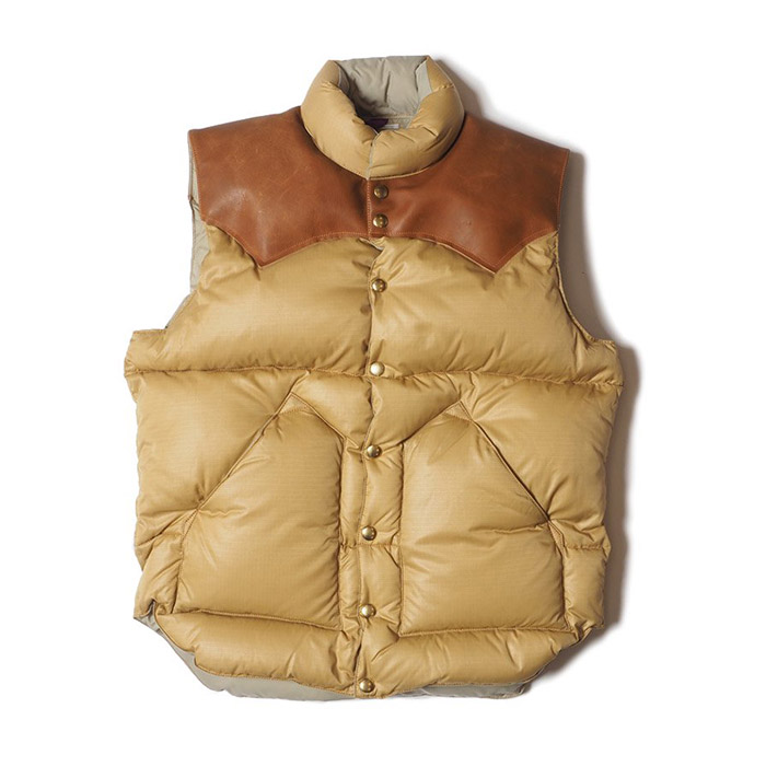 ウエアハウス WHJA-23SU002 290-232-51 Lot 2197 ROCKY MOUNTAIN × WAREHOUSE RIP STOP NYLON DOWN VEST リップストップナイロン ダウンベスト ベージュマスタード メンズ