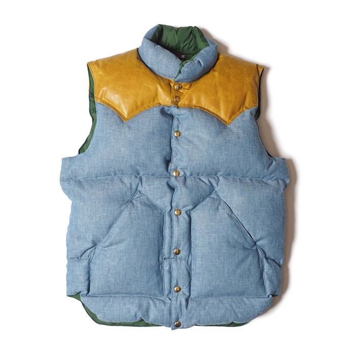 ウエアハウス WHJA-23SU005 290-232-54 Lot 2200 ROCKY MOUNTAIN × WAREHOUSE CHAMBRAY DOWN VEST シャンブレー ダウンベスト サックス メンズ