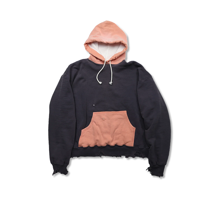 3770-1 Fading Double Face Sweat Hoodie(damage less):Egg/Pnk