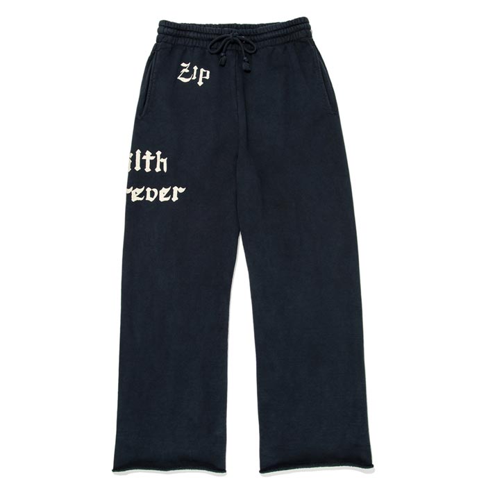 バウワウ BW2302-ZDSP ZIP DAMAGED SWEAT PANTS ブラック メンズ スウェット パンツ 擬音ワードプリント ヴィンテージスウェット