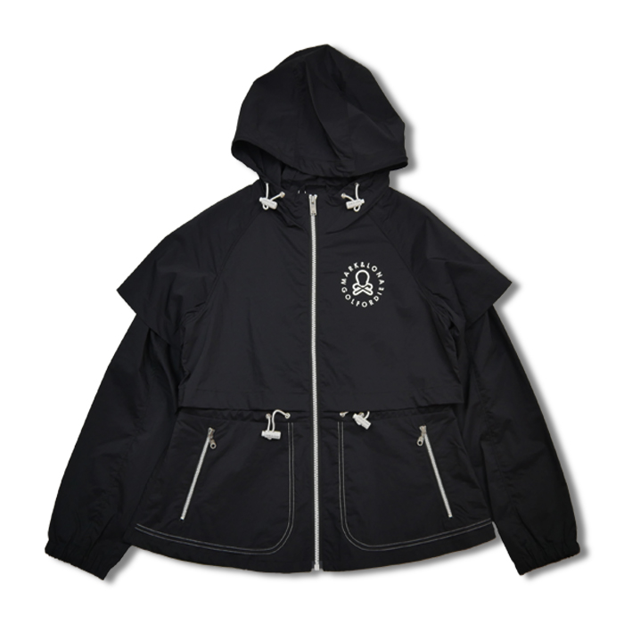 マークアンドロナ MLW-3C-AD01 Ever Fan tail Jacket BLACK ジップアップアウター ナイロンパーカー ブラック レディース ゴルフ