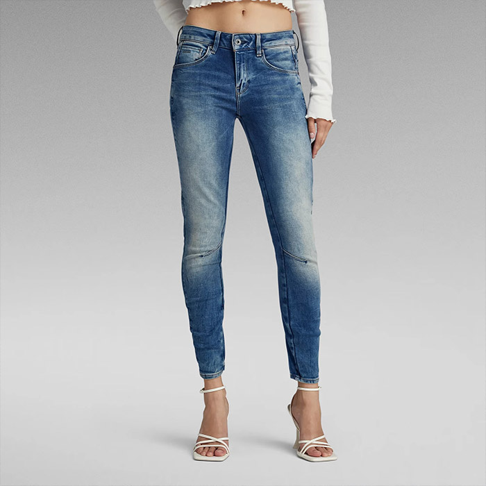 30％OFF ジースターロウ レディース D05477-8968-071 Arc 3D Mid Waist Skinny Jeans Medium Aged ストレッチデニム ミッドウエスト スキニージーンズ ブルー