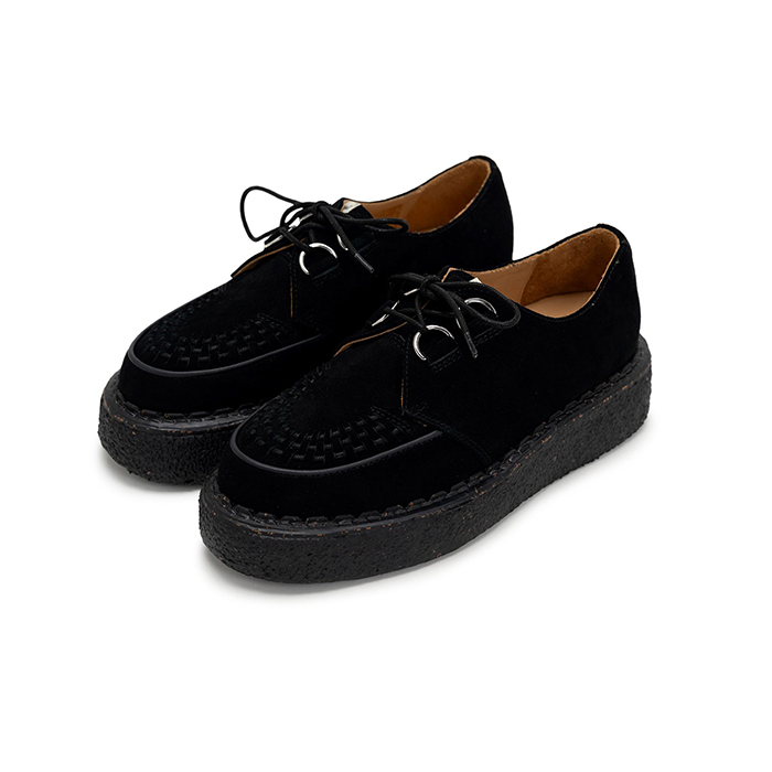 "DAVID"Suede Inter Lace Shoes:BLACK