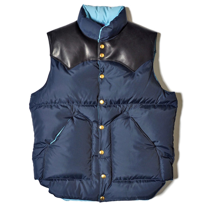 ROCKY MOUNTAIN×WAREHOUSE & CO. NYLON DOWN VEST：NAVY