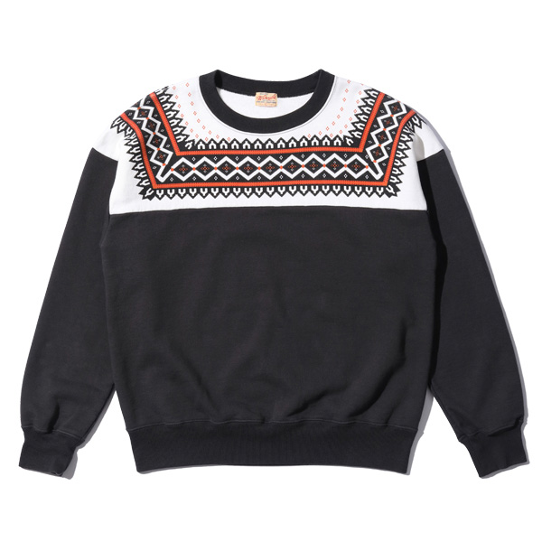 ホワイツビル Lot No. WV69266 / SNOW PATTERN SWEAT SHIRT BLACK 雪柄スウェット ブラック メンズ