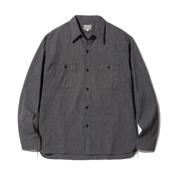 バズリクソンズ Lot No. BR26082 / COTTON COVERT WORK SHIRTS BLACK シャンブレー調 ワークシャツ ブラック メンズ