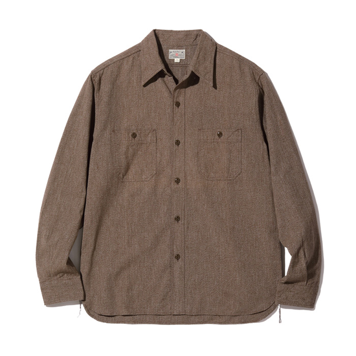 バズリクソンズ Lot No. BR26082 / COTTON COVERT WORK SHIRTS BROWN シャンブレー調 ワークシャツ ブラウン メンズ