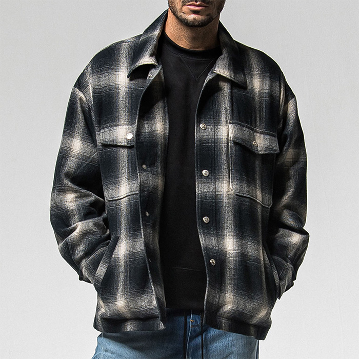 RESOUND CLOTHING(リサウンドクロージング) flannel check JK / RC38-JK-007 / ブラック