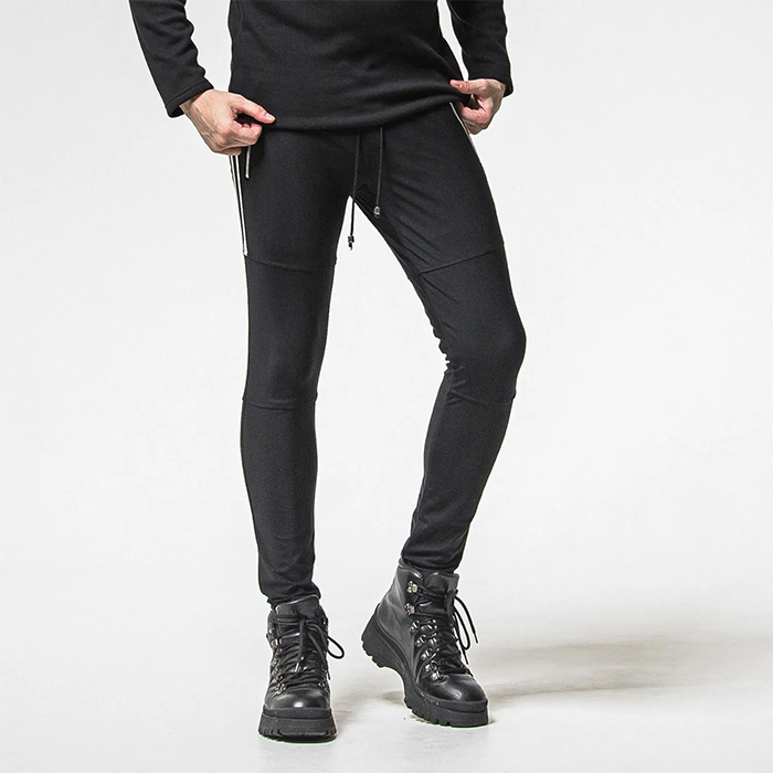 RESOUND CLOTHING(リサウンドクロージング) JOHNSON LINE HEAT PT / RC38-ST-009H / 裏起毛ジョンソンラインパンツ / ブラック×ホワイト