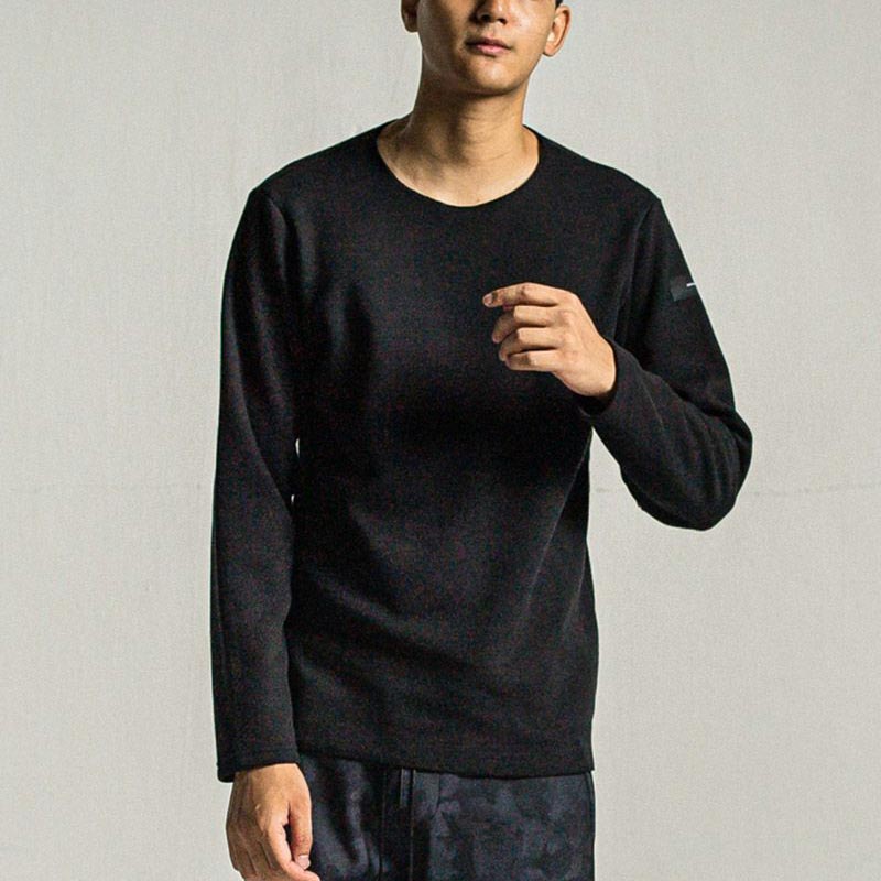34th Collection リサウンドクロージング  RC34-C-001 velours fleece neo thermal BLACK メンズ カットオフハニカムサーマル ロンT