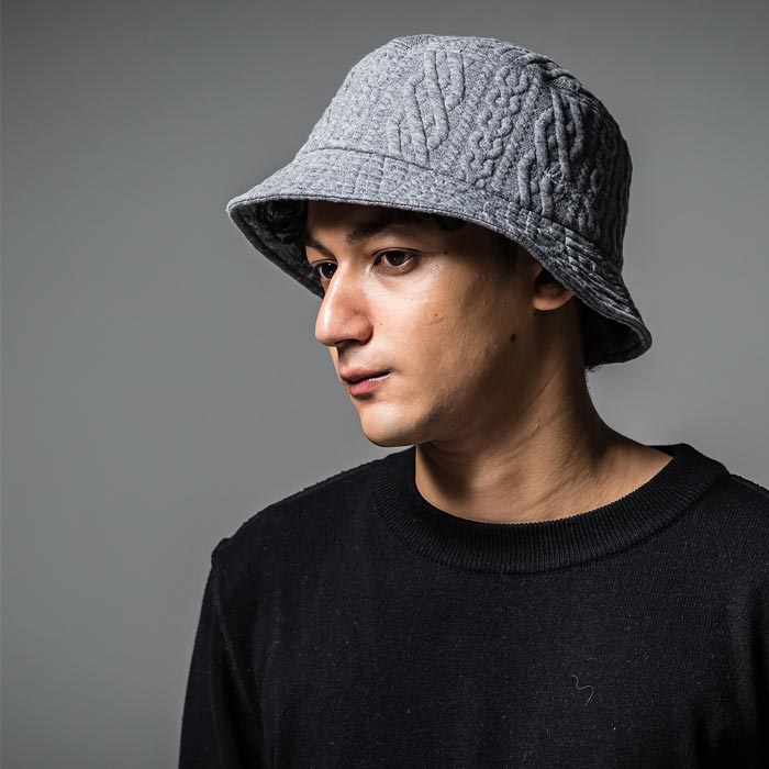 30th Collection リサウンドクロージング RC30-CAP-003 ROPE SWEAT bucket hat GREY ケーブル編みスウェットバケットハット