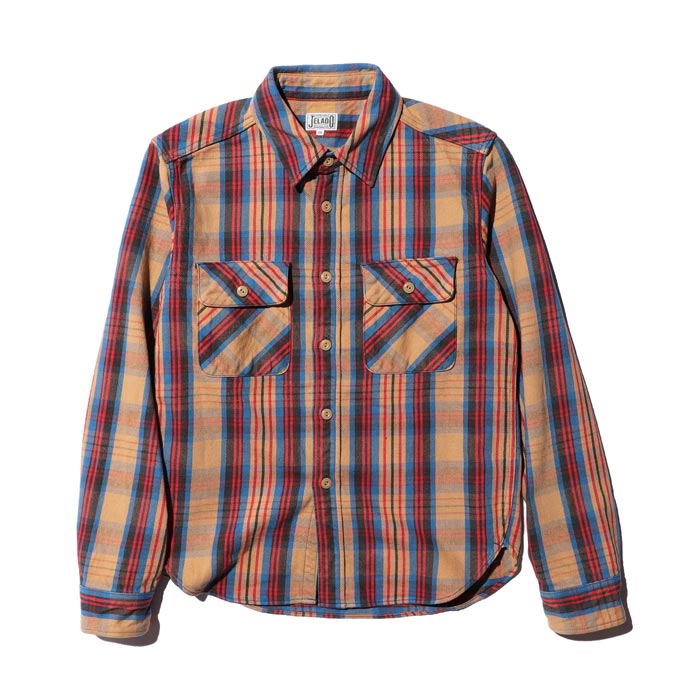 ジェラード JP82127 JP82128 Union Worker Shirt Regular Length ピーナツ メンズ ネルシャツ レギュラー丈 ユニオンワークシャツ チェック 長袖 フランネル